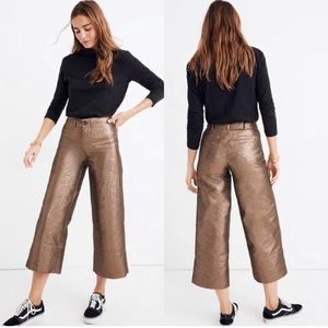 Madewell Wide Leg Emmett Gold Metallic Sand Pant, Sz 27